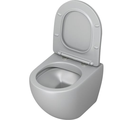Унитаз Grossman Color (485х365х360) светло-серый матовый, подвесной, безободковый, с тонкой крышкой GR-4455GLMS