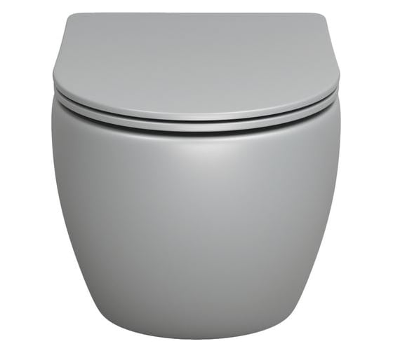 Унитаз Grossman Color (485х365х360) светло-серый матовый, подвесной, безободковый, с тонкой крышкой GR-4455GLMS