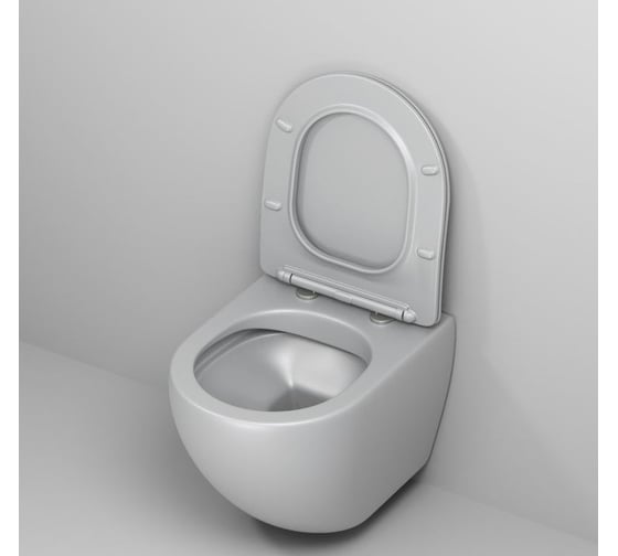 Унитаз Grossman Color (485х365х360) светло-серый матовый, подвесной, безободковый, с тонкой крышкой GR-4455GLMS