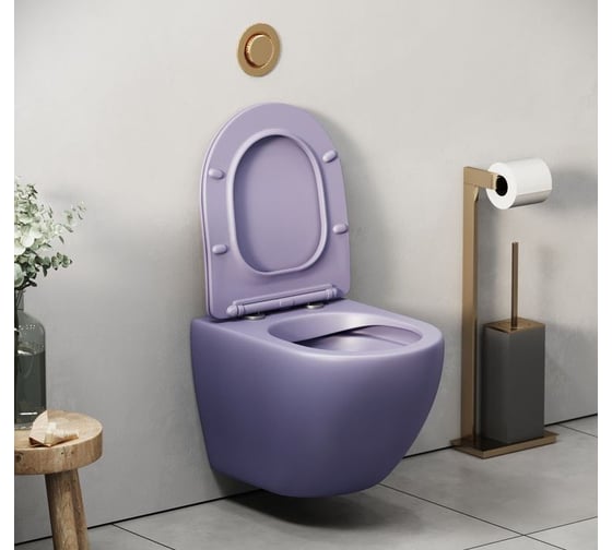 Унитаз Grossman Color (485х365х360) фиолетовый матовый, подвесной безободковый, 1 место GR-4455LIMS