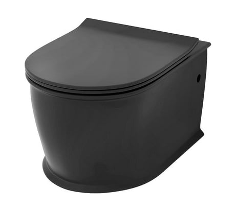 Унитаз Grossman Retro 545х370х360 мм, черный матовый, подвесной, безободковый, с тонкой крышкой GR-4482BMS