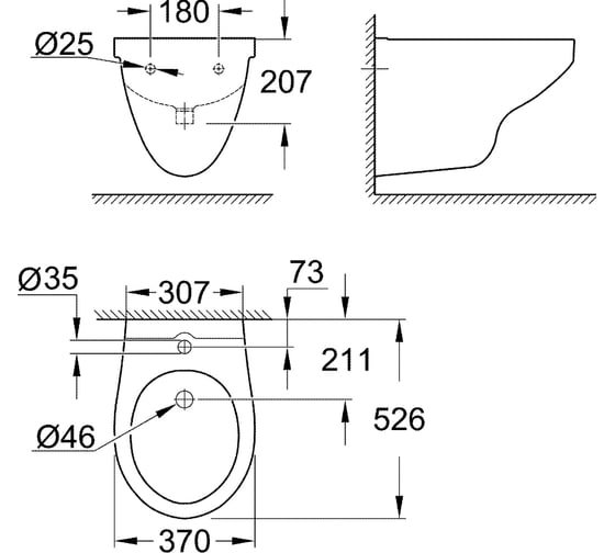 Подвесное биде Grohe Bau Ceramic 39433000