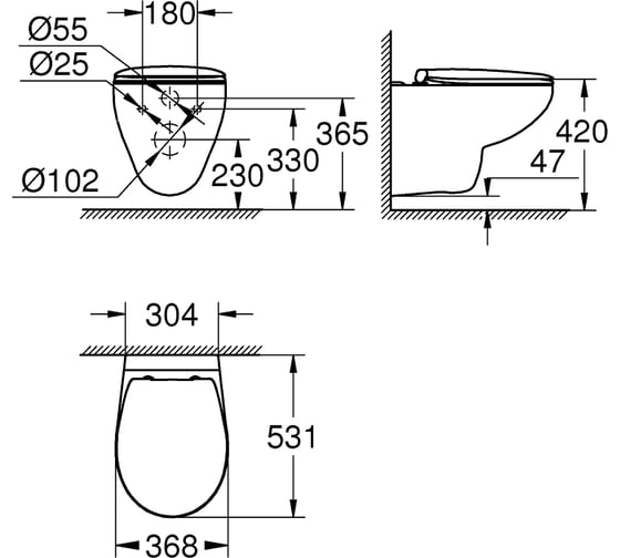 Подвесной унитаз с сиденьем с микролифтом Grohe Bau Ceramic 39351000