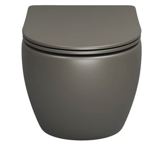 Унитаз Grossman Color (485х365х360) хаки матовый, подвесной безободковый, с тонкой крышкой GR-4455GSMS