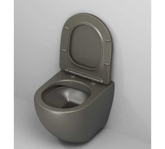 Унитаз Grossman Color (485х365х360) хаки матовый, подвесной безободковый, с тонкой крышкой GR-4455GSMS