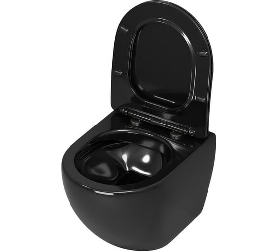 Унитаз Grossman Color (485х365х360) черный, подвесной безободковый, с тонкой крышкой GR-4455BS