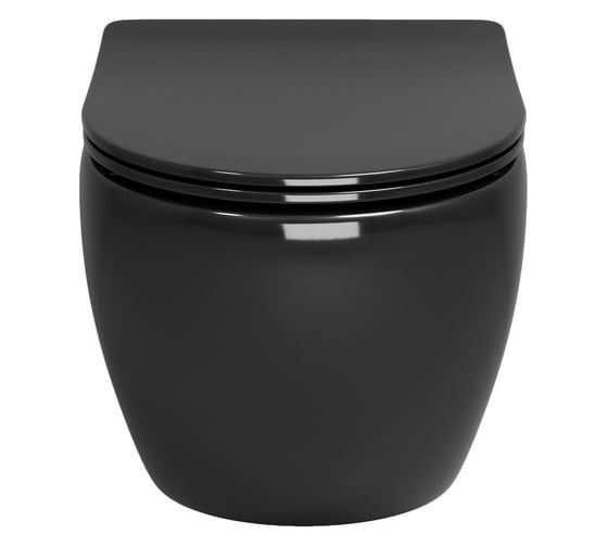 Унитаз Grossman Color (485х365х360) черный, подвесной безободковый, с тонкой крышкой GR-4455BS