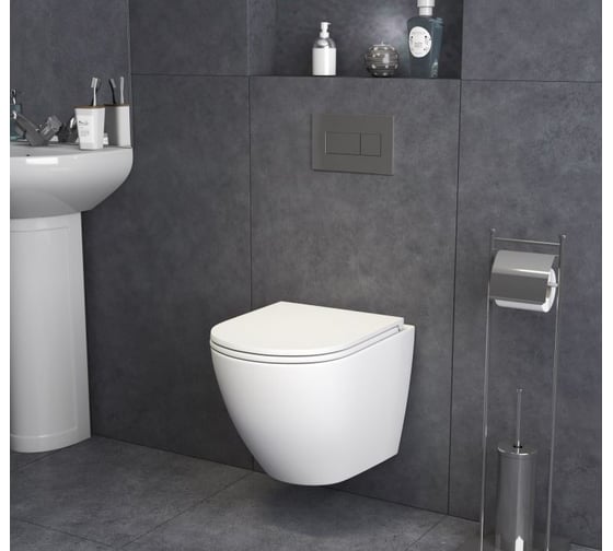 Унитаз Grossman Color (490х370х360) белый, матовый, подвесной безободковый, с тонкой крышкой GR-4455MS
