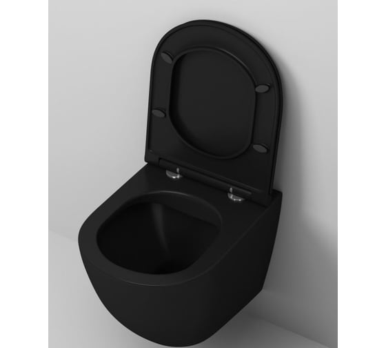 Унитаз Grossman Color (490х370х360) черный, матовый, подвесной безободковый, с тонкой крышкой GR-4455BMS