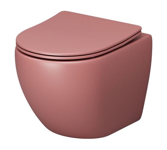 Унитаз Grossman Color (495х365х375) розовый матовый, подвесной, безободковый, с тонкой крышкой GR-4455PIMS 1