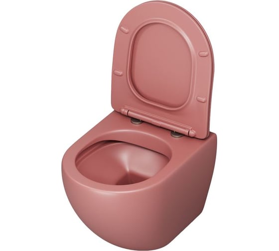 Унитаз Grossman Color (495х365х375) розовый матовый, подвесной, безободковый, с тонкой крышкой GR-4455PIMS