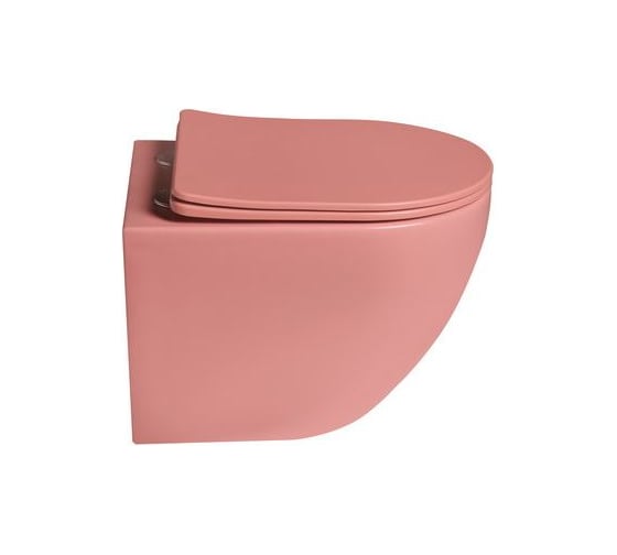 Унитаз Grossman Color (495х365х375) розовый матовый, подвесной, безободковый, с тонкой крышкой GR-4455PIMS