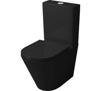 Унитаз Grossman (605х380х825) черный матовый, напольный, безободковый, с тонкой крышкой, 2 места GR-4450BMS