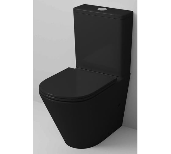 Унитаз Grossman (605х380х825) черный матовый, напольный, безободковый, с тонкой крышкой, 2 места GR-4450BMS
