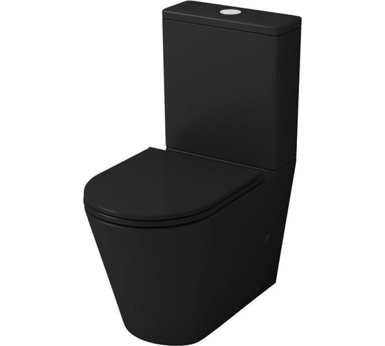 Унитаз Grossman (670х380х850) черный матовый, напольный безободковый, с тонкой крышкой, 2 места GR-4449BMS 1