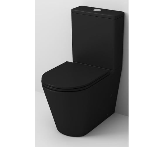 Унитаз Grossman (670х380х850) черный матовый, напольный безободковый, с тонкой крышкой, 2 места GR-4449BMS