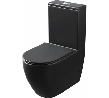 Унитаз Grossman (675х360х820) черный матовый, напольный, безободковый, с тонкой крышкой, 2 места GR-4446BMS