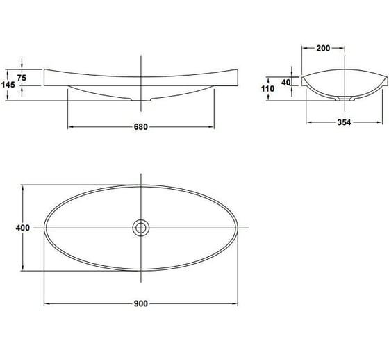 Накладная раковина GALA KLEA 900х400 мм 33040 00000032367