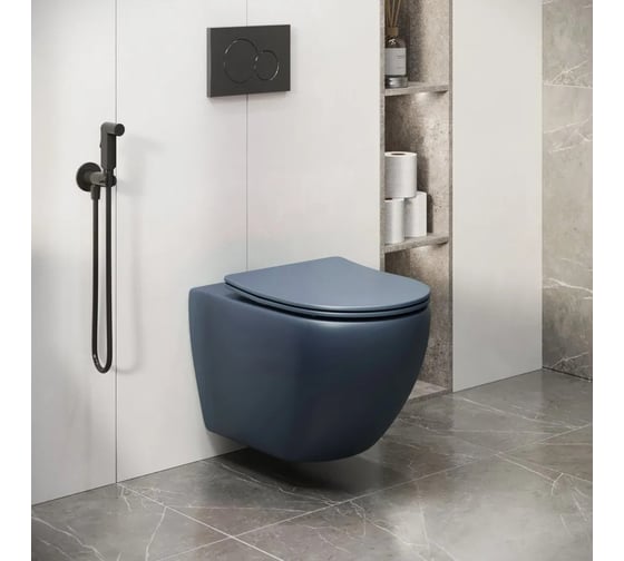 Унитаз подвесной Grossman Color 550*365*395мм, синий матовый, безободковый, GR-4411BLMS