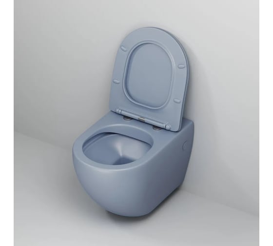 Унитаз подвесной Grossman Color 550*365*395мм, голубой матовый, безободковый, GR-4411BSMS-21