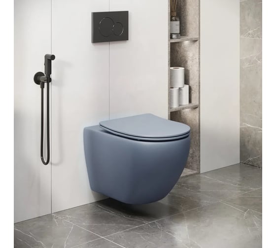 Унитаз подвесной Grossman Color 550*365*395мм, голубой матовый, безободковый, GR-4411BSMS-21