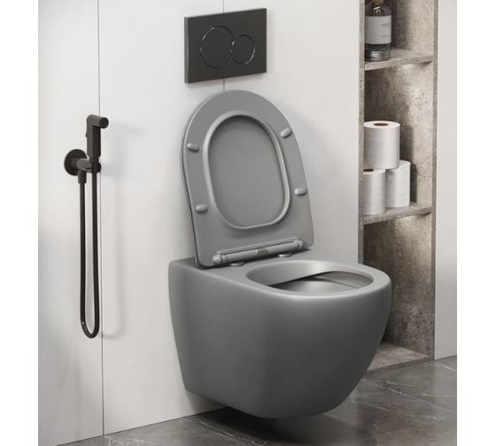 Унитаз подвесной Grossman Color 550*365*395 мм, светло-серый матовый, безободковый, GR-4411GLMS