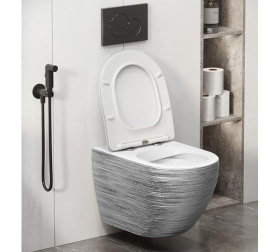 Унитаз подвесной Grossman Color 550*365*395 мм, серебро, внутри белый, безободковый, GR-4411SWS