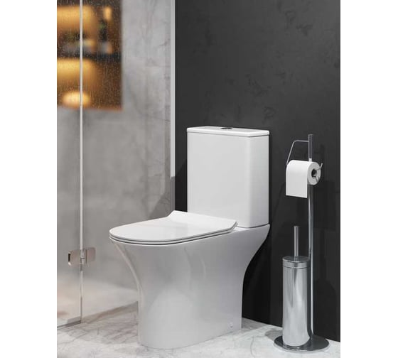 Унитаз Grossman Classic (650х340х790) напольный, безободковый, с тонкой крышкой, 2 места GR-4465S