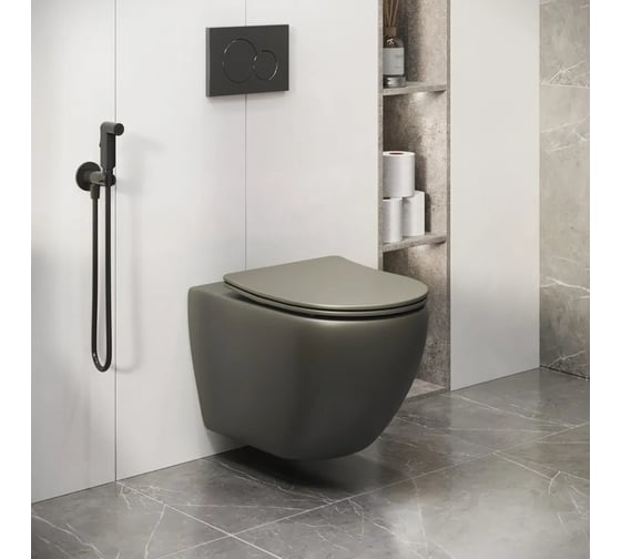 Унитаз подвесной Grossman Color 550*365*395 мм, хаки матовый, безободковый, GR-4411GSMS