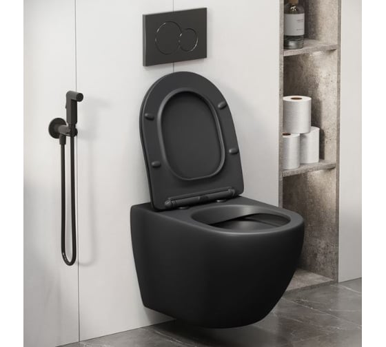 Унитаз подвесной Grossman Color 550*365*395 мм, черный матовый, безободковый, GR-4411BMS
