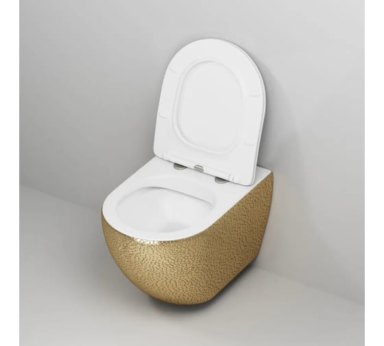 Унитаз подвесной Grossman Color 550*366*395 мм, золотой, внутри белый, безободковый, GR-4411GWS