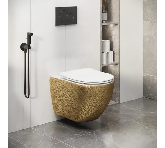 Унитаз подвесной Grossman Color 550*366*395 мм, золотой, внутри белый, безободковый, GR-4411GWS