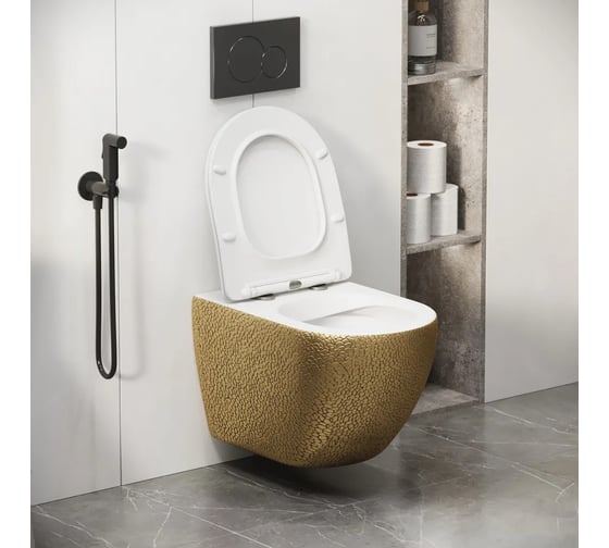 Унитаз подвесной Grossman Color 550*366*395 мм, золотой, внутри белый, безободковый, GR-4411GWS