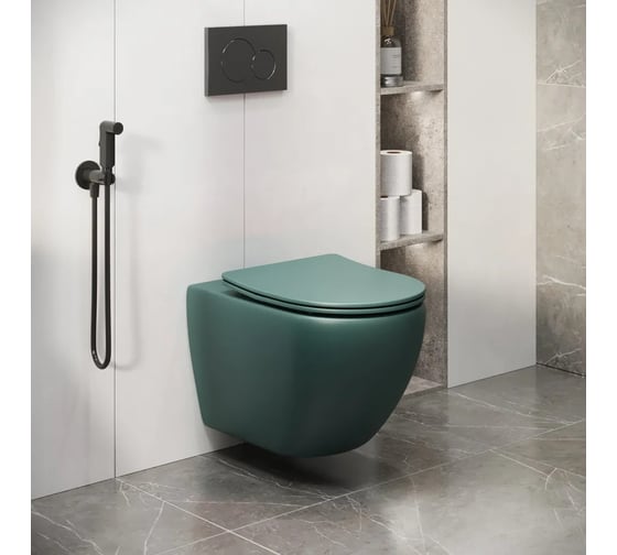Унитаз подвесной Grossman Color 550*365*395 мм, зеленый матовый, безободковый, GR-4411OLMS