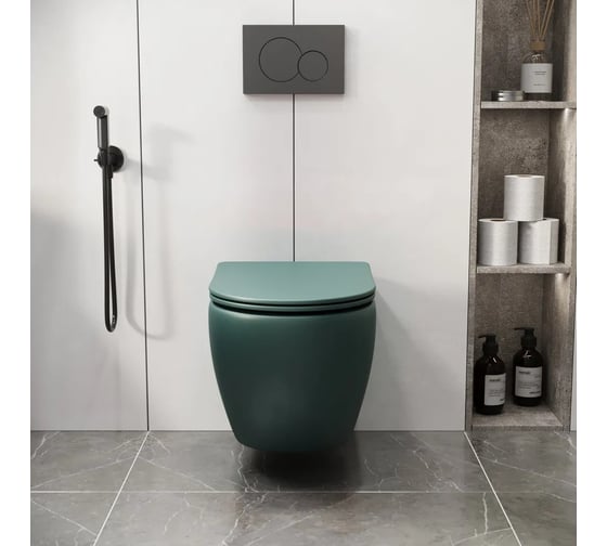 Унитаз подвесной Grossman Color 550*365*395 мм, зеленый матовый, безободковый, GR-4411OLMS