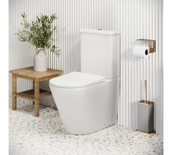 Унитаз Grossman Color 620*365*810 мм, белый матовый, напольный, безободковый, с тонкой крышкой, 2 места GR-4480MS