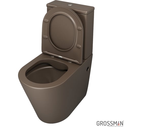 Унитаз напольный Grossman Color 620*365*810 мм, коричневый матовый, безободковый, 2 места GR-4480BRMS