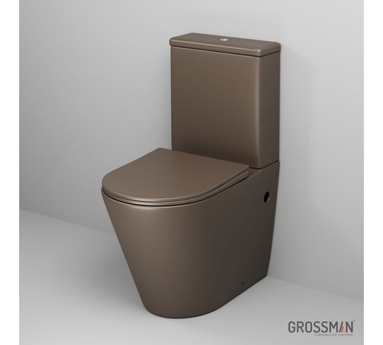 Унитаз напольный Grossman Color 620*365*810 мм, коричневый матовый, безободковый, 2 места GR-4480BRMS