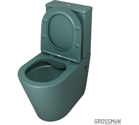 Унитаз напольный Grossman Color 620*365*810 мм, зеленый матовый, безободковый, 2 ме GR-4480OLMS