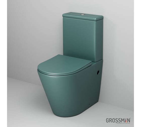 Унитаз напольный Grossman Color 620*365*810 мм, зеленый матовый, безободковый, 2 ме GR-4480OLMS