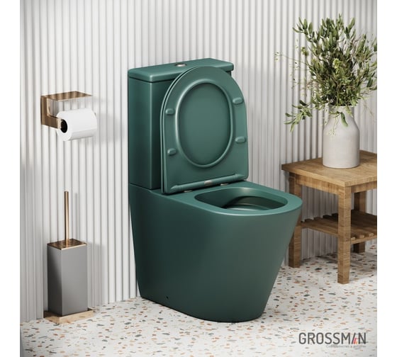 Унитаз напольный Grossman Color 620*365*810 мм, зеленый матовый, безободковый, 2 ме GR-4480OLMS
