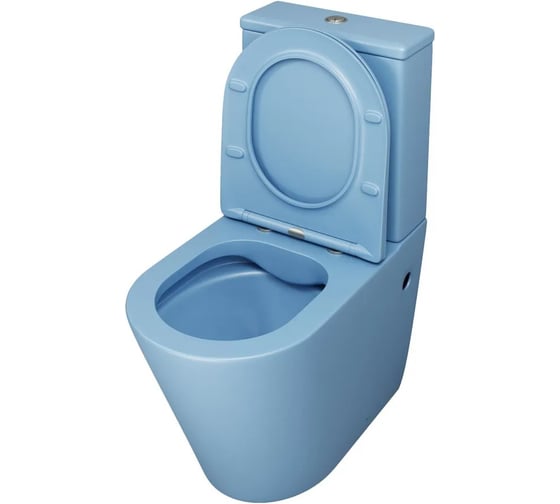 Унитаз напольный Grossman Color 620х365х810 мм, голубой матовый, безободковый, с тонкой крышкой,2 ме GR-4480BSMS
