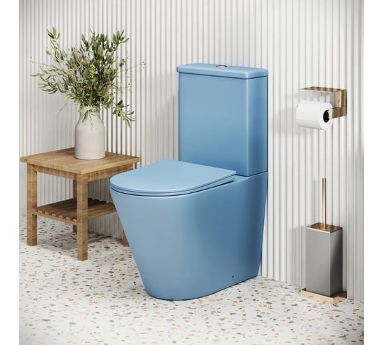 Унитаз напольный Grossman Color 620х365х810 мм, голубой матовый, безободковый, с тонкой крышкой,2 ме GR-4480BSMS