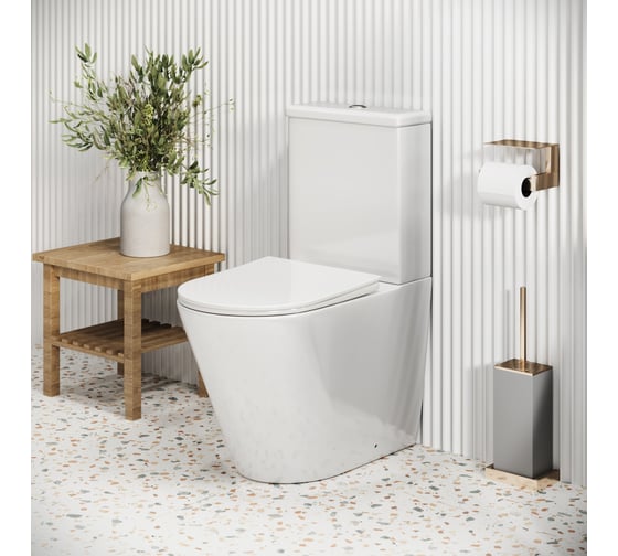 Унитаз напольный Grossman Color 620*365*810 мм, безободковый, с тонкой крышкой, 2 места GR-4480S