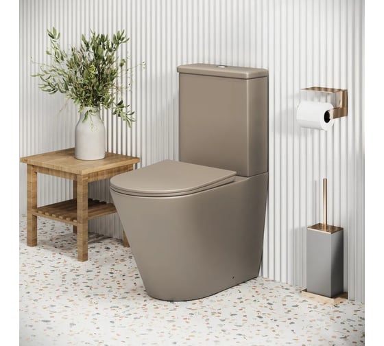 Унитаз напольный Grossman Color 620*365*810 мм, светло-коричневый матовый, безободковый, 2 места GR-4480BRLMS