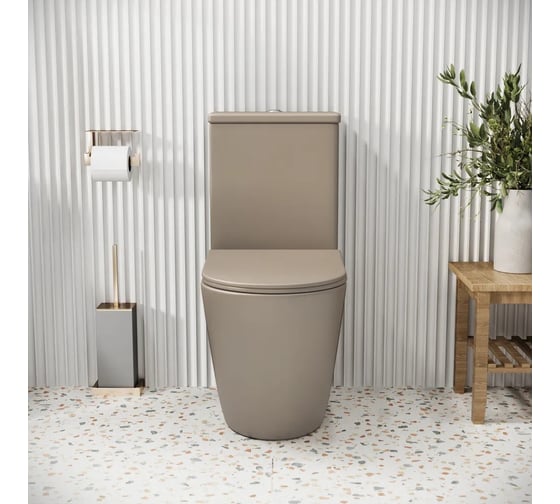 Унитаз напольный Grossman Color 620*365*810 мм, светло-коричневый матовый, безободковый, 2 места GR-4480BRLMS