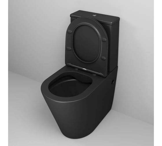 Унитаз напольный Grossman Color 620*365*810 мм, черный матовый, безободковый, с тонкой крышкой,2 места GR-4480BMS