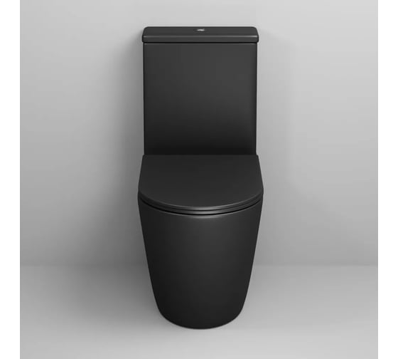 Унитаз напольный Grossman Color 620*365*810 мм, черный матовый, безободковый, с тонкой крышкой,2 места GR-4480BMS