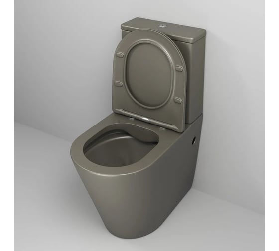 Унитаз напольный Grossman Color 620*365*810 мм, хаки матовый, безободковый, с тонкой крышкой, 2 места GR-4480GSMS