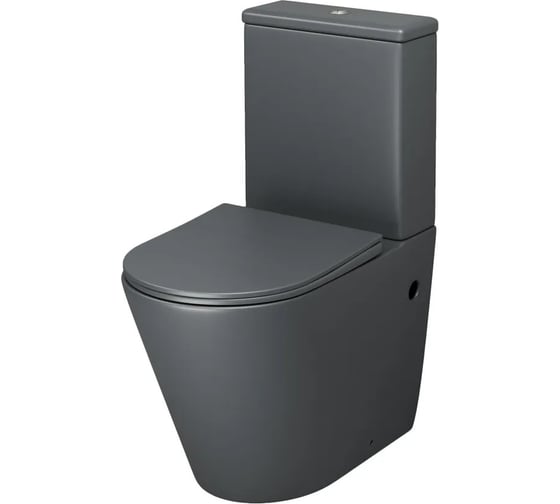 Унитаз напольный Grossman Color 620*365*810 мм, серый матовый, безободковый, с тонкой крышкой, 2 места GR-4480GMS